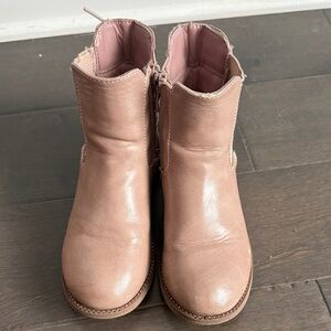 Elegant Pink European Leather Ankle Boots for Girls